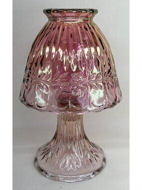 Vintage Princes House Pink Iridescent Glass Floral Fairy Lamp